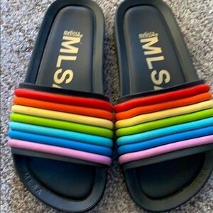 Melissa rainbow Slides slip on Sandals size 5